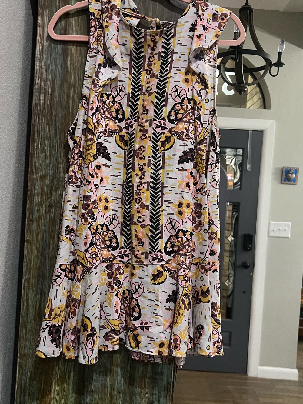Free People Sleeveless Floral Mini Dress in Pink, Yellow & Black